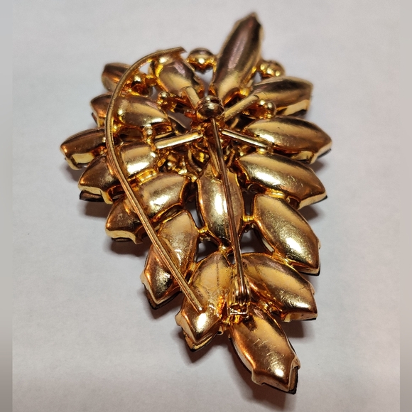 Vintage 60s Amber Glass Crystal Brooch - Picture 7 of 15